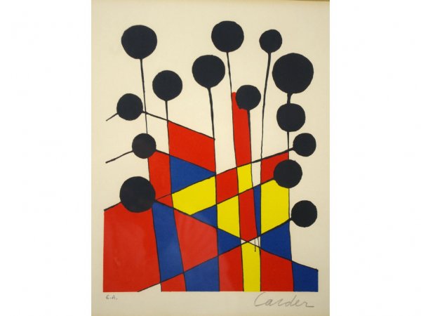 ALEXANDER CALDER COLOR LITHOGRAPH: "Balloons", pencil signed Calder, artist's proof, 14x11in.