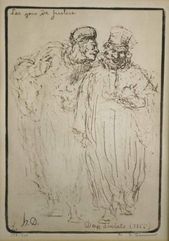 HONORE DAUMIER (French, 1808-1879): "Les Gens de Justice / Deux Avocats (1866)", etching, pencil signed and numbered "156/500 / h. Daumier", 12x8.5in.