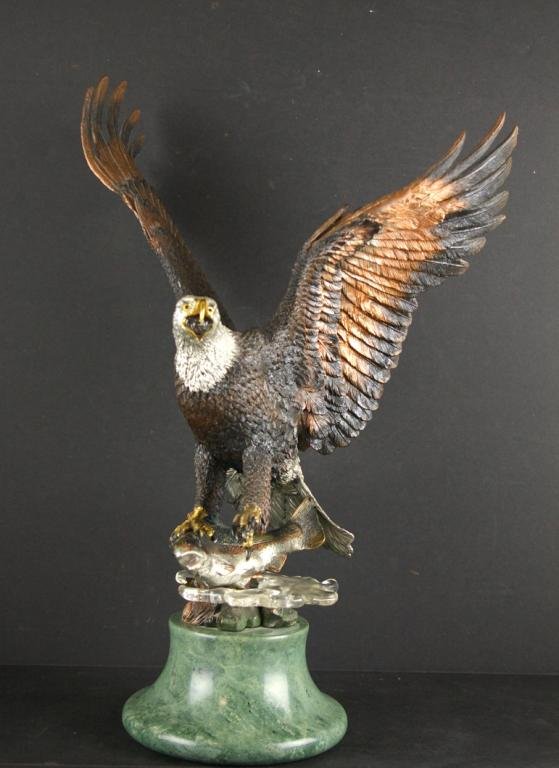 KITTY CANTRELL OVER THE RAINBOW LEGENDS SCULPTURE: mixed metal, marked "K. Cantrell / Over The Rainbow / U.S.A. / 1993/ Legends / Mixed Media / 277/600", 20.5in., overall 24in., with certificate of ownership