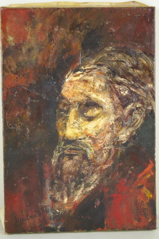 FRANCOIS HEAULME (French, 1927-2005): "Portrait of a Gent", possibly of the artist, oil on canvas, signed, 13.5x9.5in. Provenance: Estate of Herb Zarrow.