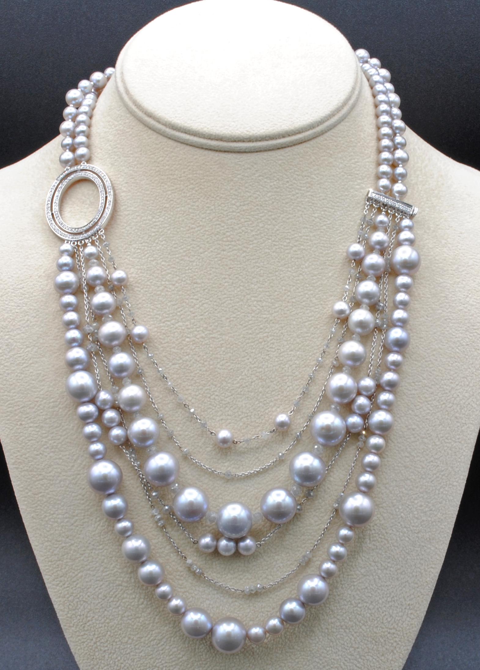 IVANKA TRUMP GRAY PEARL & DIAMOND NECKLACE (1 of 5)