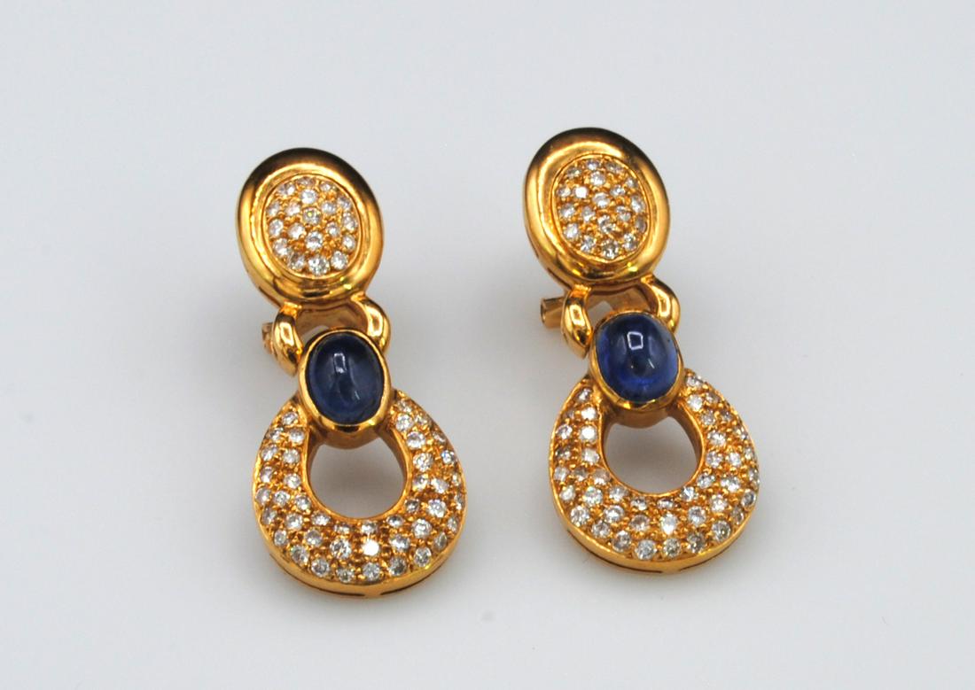 ITALIAN 18K DIAMOND & SAPPHIRE PENDANT  EARRINGS (1 of 4)