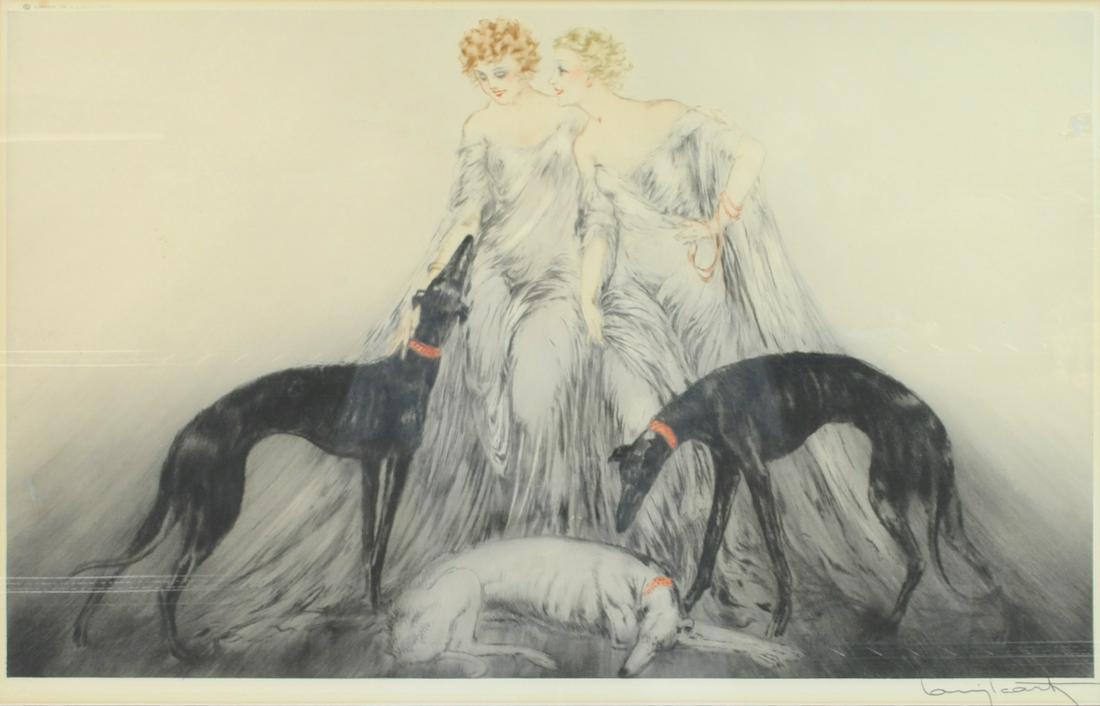 LOUIS ICART ETCHING - COURSING III (1 of 9)