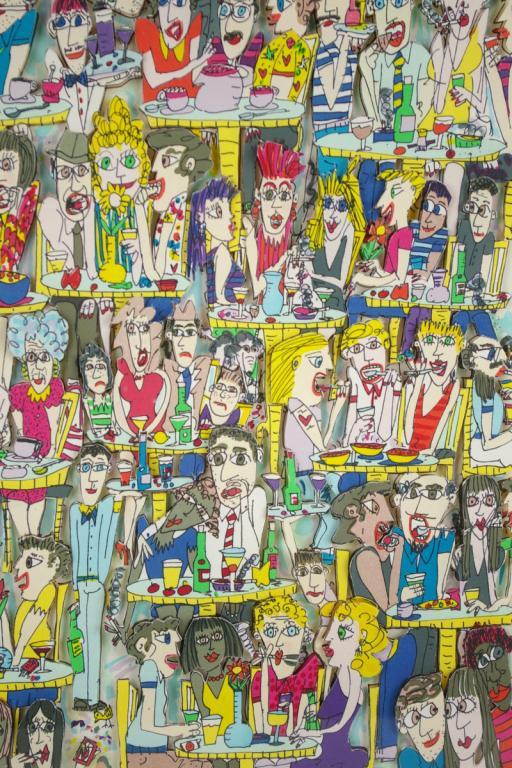 JAMES RIZZI CAFE IN PARIS COLOR LITHOGRAPH: pencil signed and numbered 161/350, 14x10.5in.