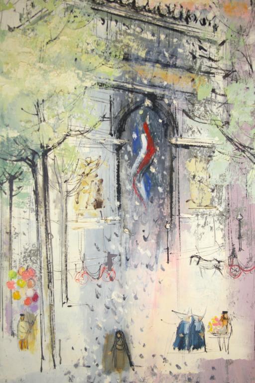 PATRICIA STANLEY CUNNINGHAM (American, 1907-1984): "City Street Scene", oil on canvas, signed, 29x24in.