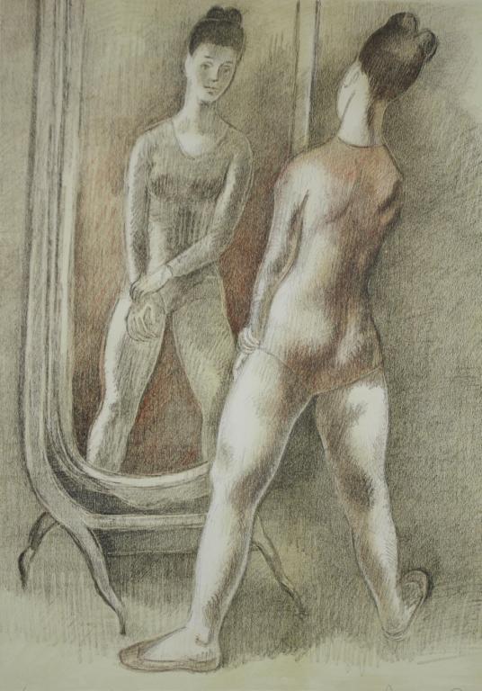 ISAAC SOYER (American, 1902-1981) "Dancer in the Mi: ISAAC SOYER (American, 1902-1981) "Dancer in the Mirror", lithograph, pencil signed and numbered 162/250, 18x14in.