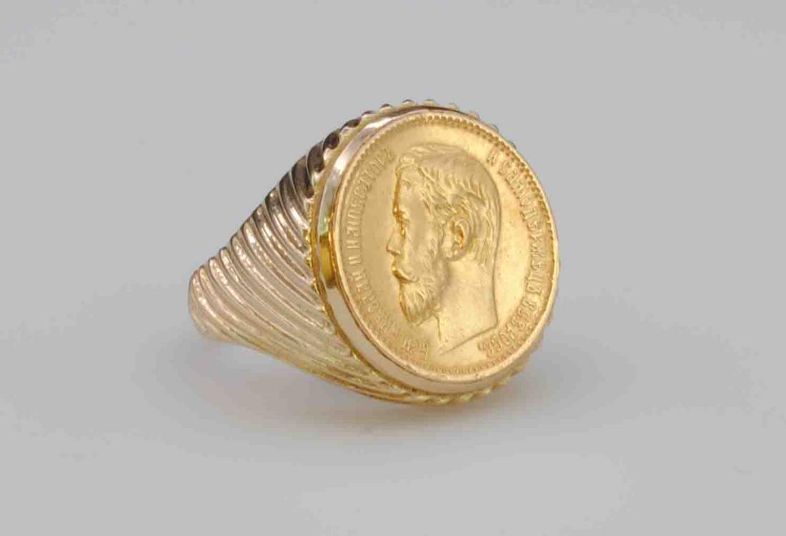 RUSSIAN 5-RUBLE 1898 COIN RING (1 of 4)