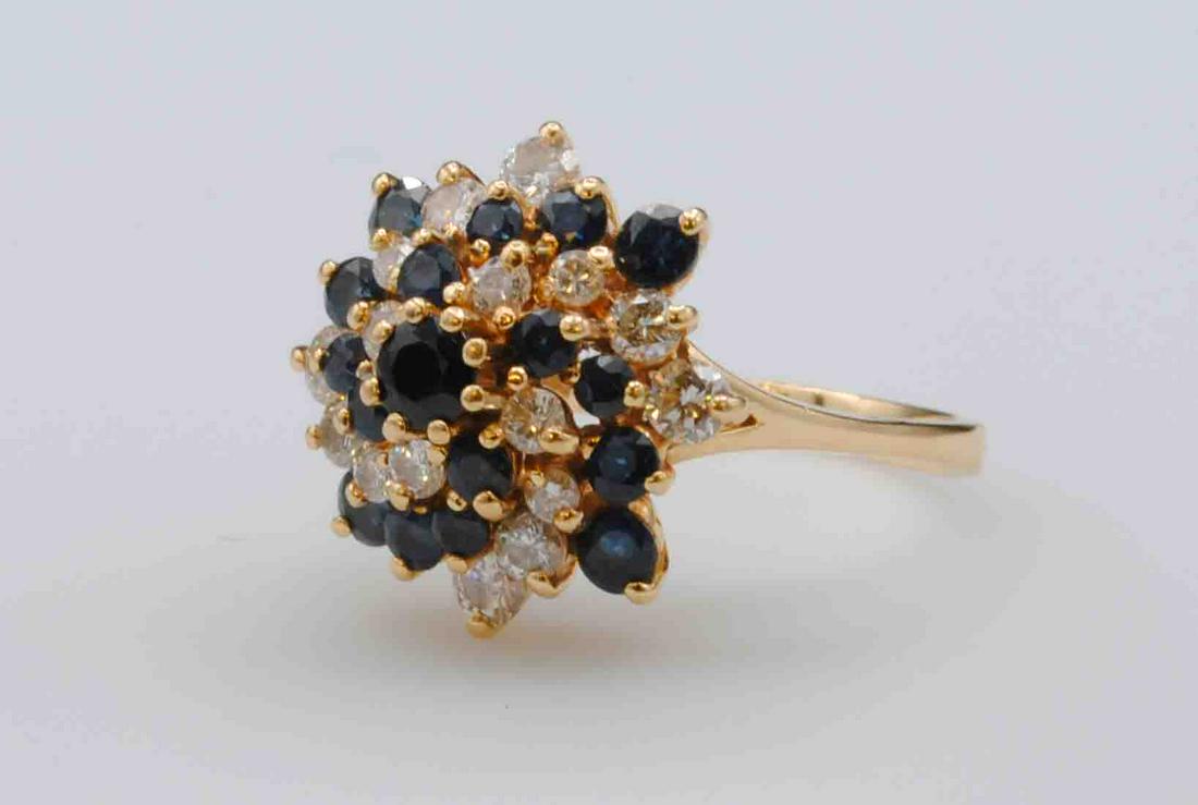 14K DIAMOND & SAPPHIRE CLUSTER RING (1 of 4)