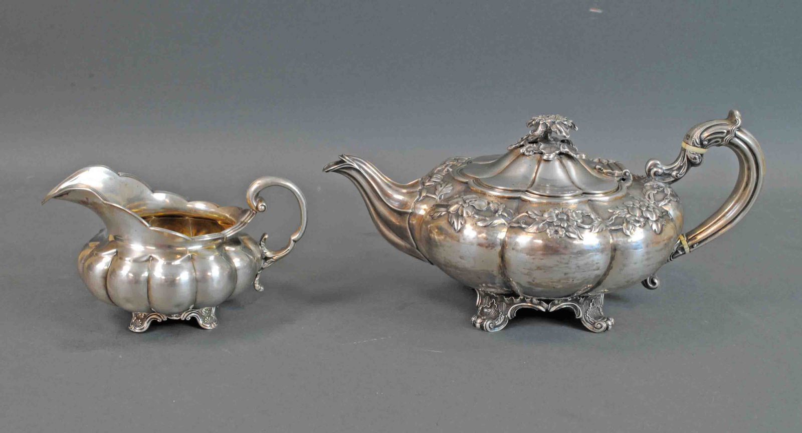 GEORGIAN STERLING TEAPOT & CREAMER (1 of 5)