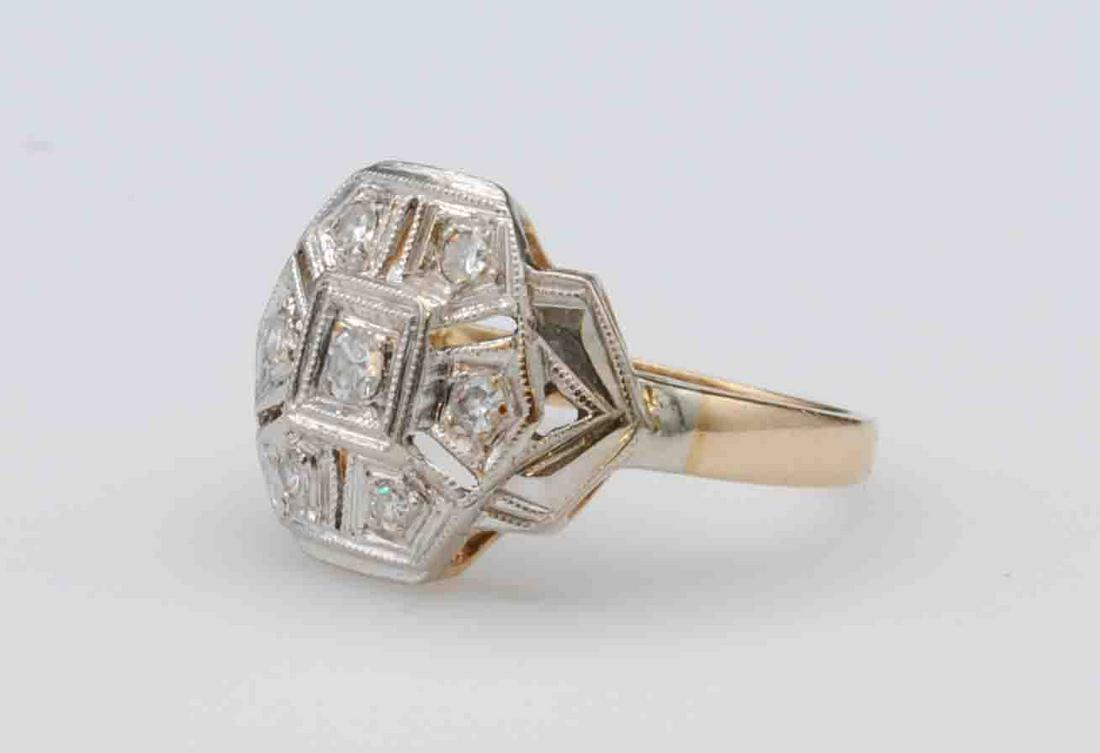 VINTAGE 14K BICOLOR DIAMOND FILIGREE RING (1 of 4)
