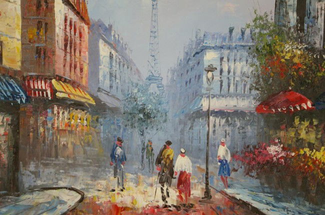 Paris Street Scene Painting Signed Burnett Oil On C Mar 03 11 Leighton Galleries In Nj Paris Street Scene Painting Signed Burnett Oil On C Mar 03 11 Leighton Galleries In Nj