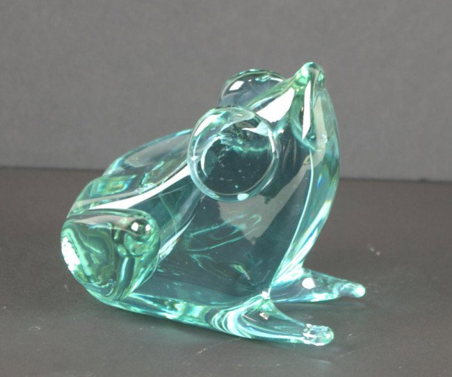 LICIO ZANETTI AMETHYST ART GLASS FROG, 5in.: LICIO ZANETTI AMETHYST ART GLASS FROG, 5in.