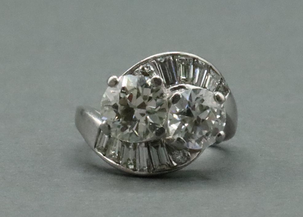 PLATINUM TWIN DIAMOND RING, 4.30CTW (1 of 3)