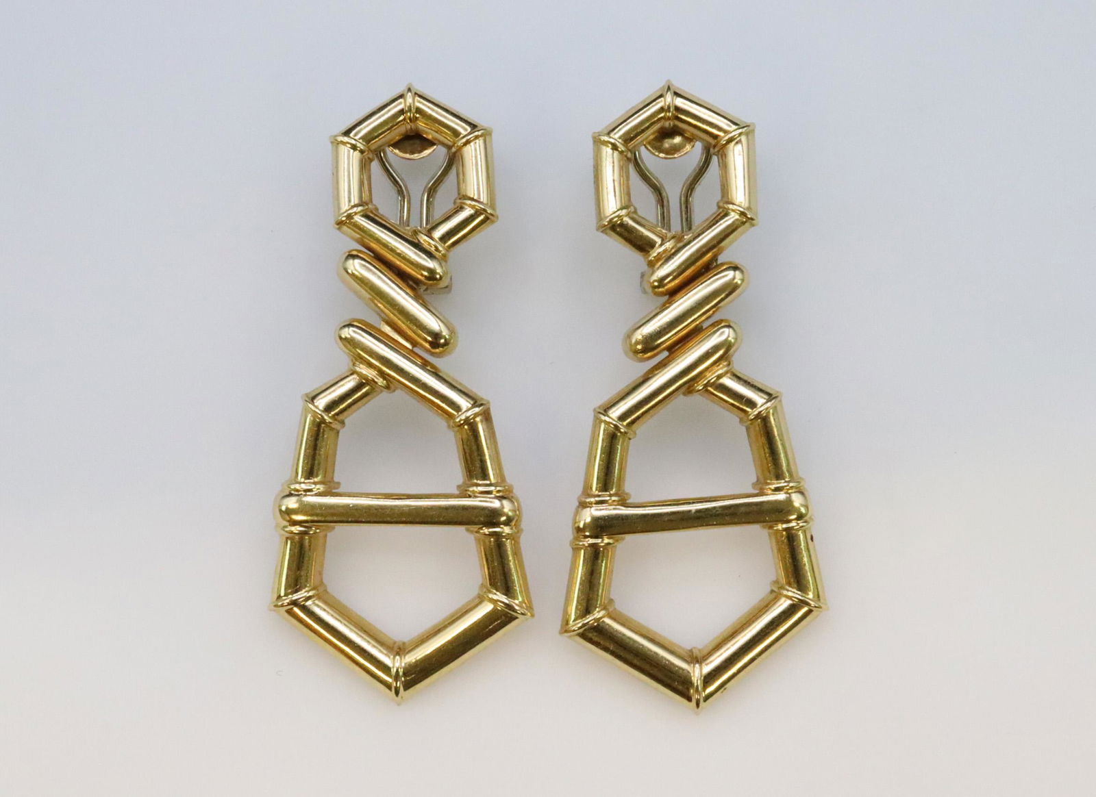 PAIR LARGE ITALIAN 18K DOOR KNOCKER EARCLIPS (1 of 3)