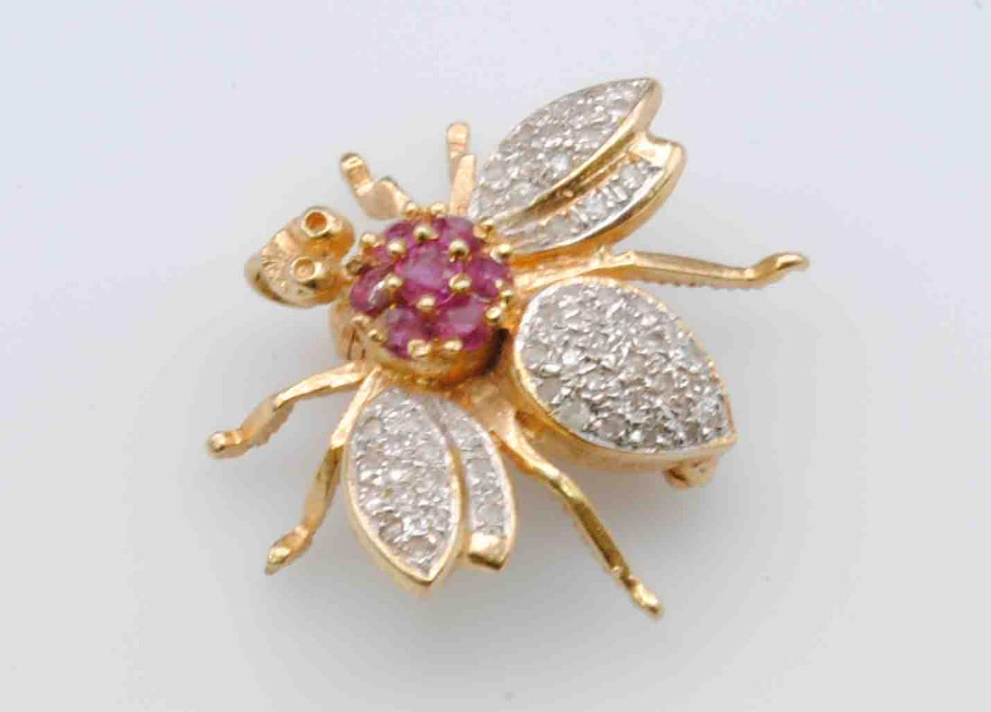 14K RUBY & DIAMOND FLY PIN (1 of 3)