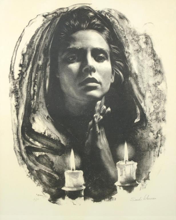 TWO SANDU LIBERMAN PENCIL SIGNED LITHOGRAPHS: TWO SANDU LIBERMAN PENCIL SIGNED LITHOGRAPHS one depicting a portrait of a woman, the other a mother and child, each 22x18in.
