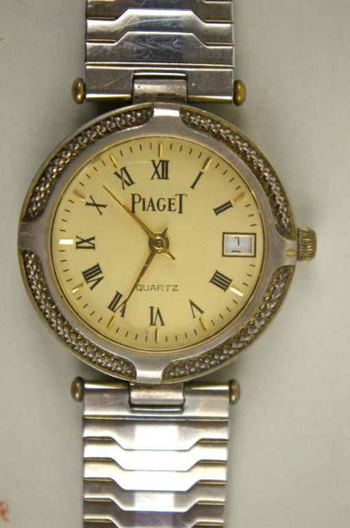 PIAGET STAINLESS STEEL WRIST WATCH, 7.5in.: PIAGET STAINLESS STEEL WRIST WATCH, 7.5in. marked Stainless Steel Hong Kong, 9in.