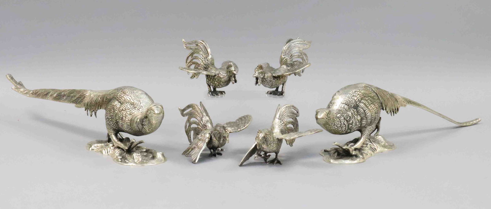 (6) PC. SILVERTONE METAL PHEASANT & ROOSTER GROUP (1 of 2)