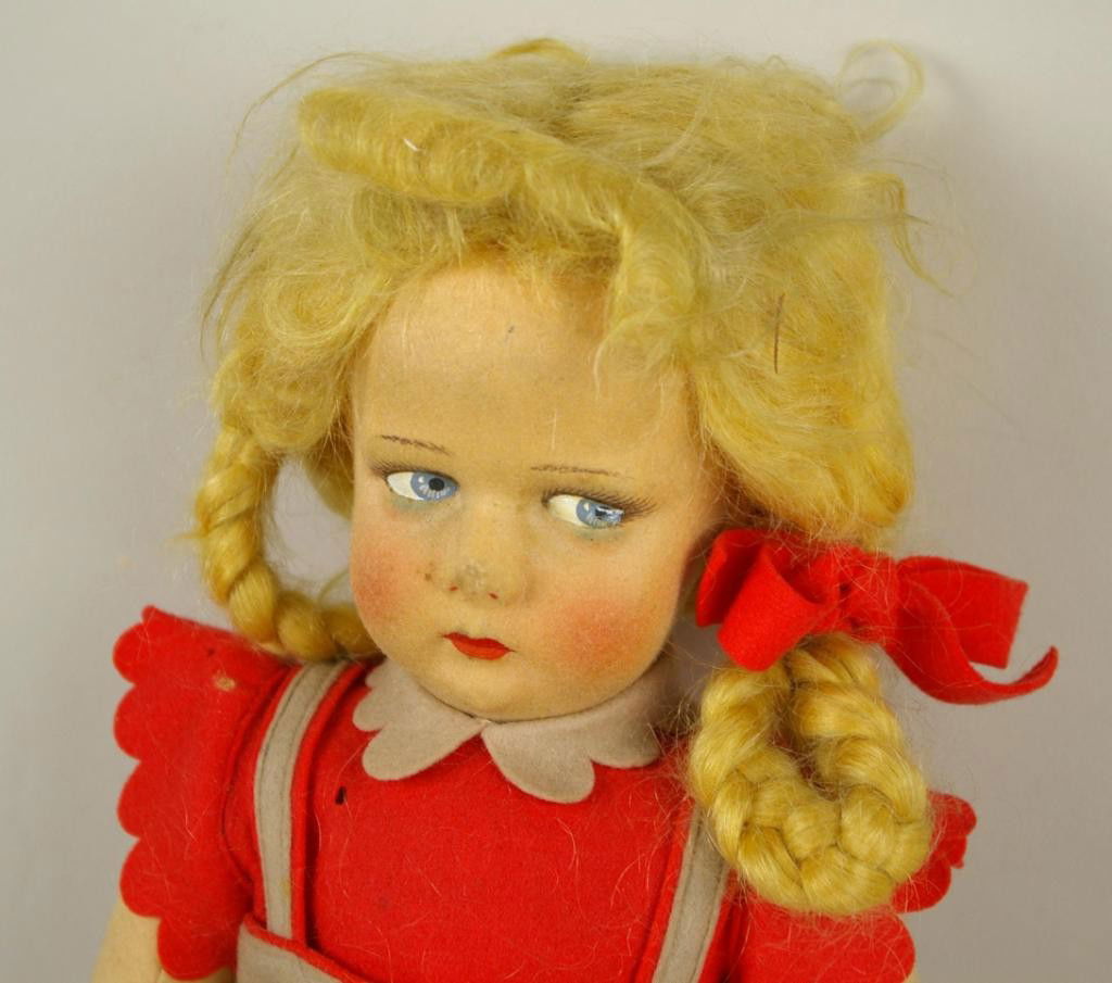 LENCI FELT DOLL IN AS-FOUND CONDITION: signed on foot, 17in.