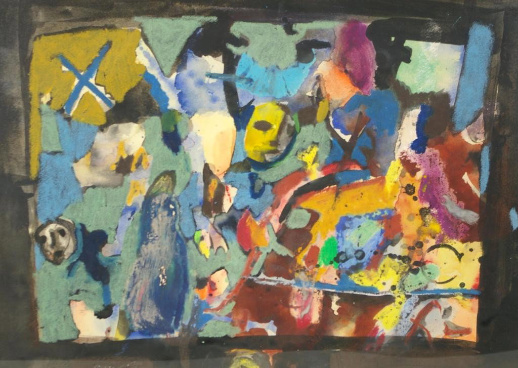 NORRIS EMBRY (American, 1921-1981) : Untitled, gouache and watercolor on paper, unsigned, purchased and with label of Robert Elkon Gallery, New York, 1962-64, 15x21in.