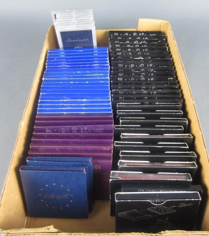 LARGE COLLECTION OF 67 US PROOF SETS: including 4-each 1968, 1970, 1971, 1972, 1981 & 1982, 3-each 1975, 1976, 1979, 1980, 1983 & 1984, 2-each 1973, 1974, 1977, 1978 & 1985, and 1-each 1987, 1988 & 1989, 10-Eisenhower proof dollar coins, 
