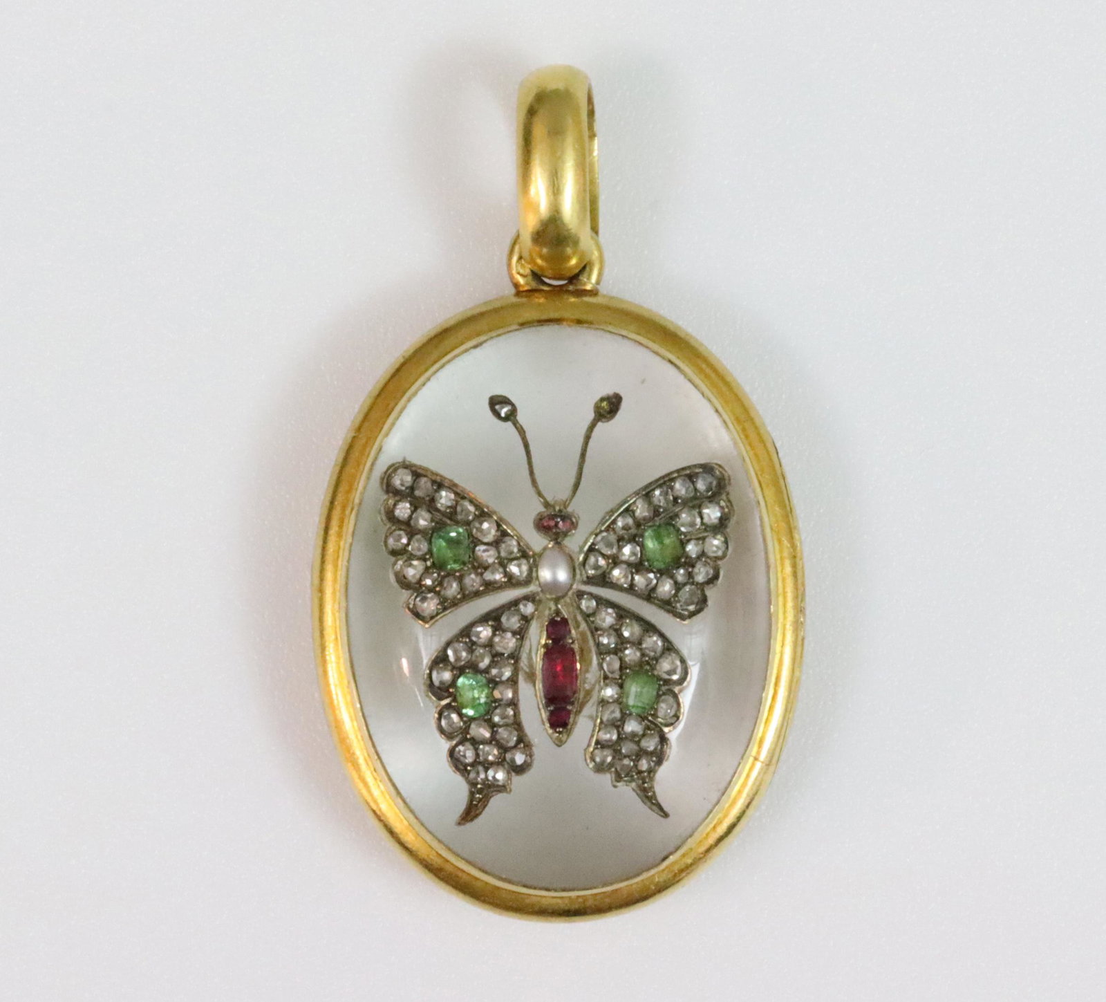 VICTORIAN 18K ROCK CRYSTAL GEMSTONE LOCKET PENDANT (1 of 8)