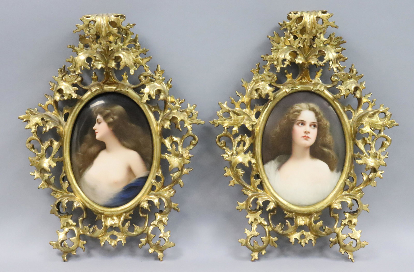 PAIR OVAL KPM PORCELAIN PLAQUES SIGNED WAGNER (1 of 10)