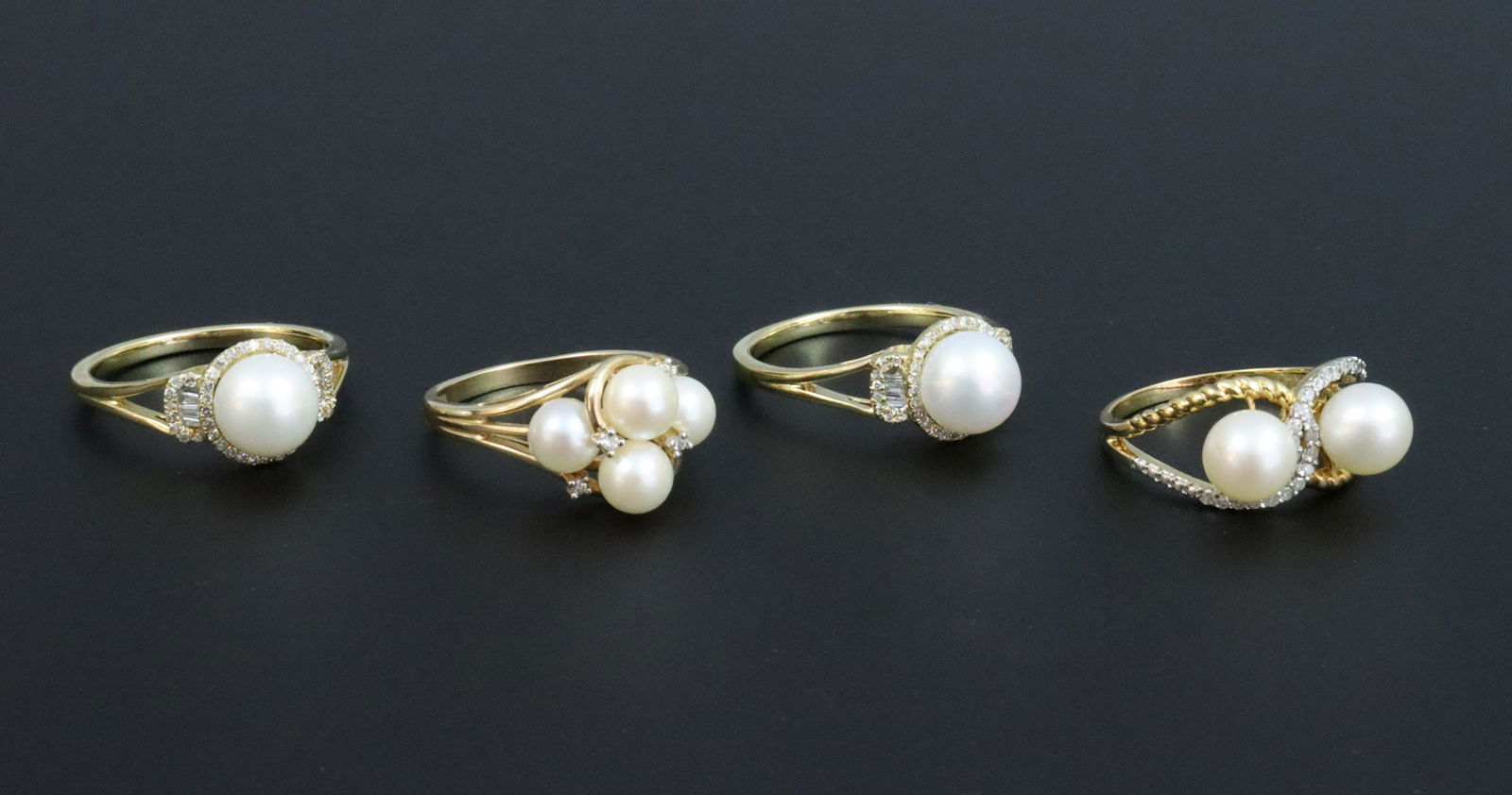 (4) 14K CULTURED PEARL & DIAMOND RINGS (1 of 2)