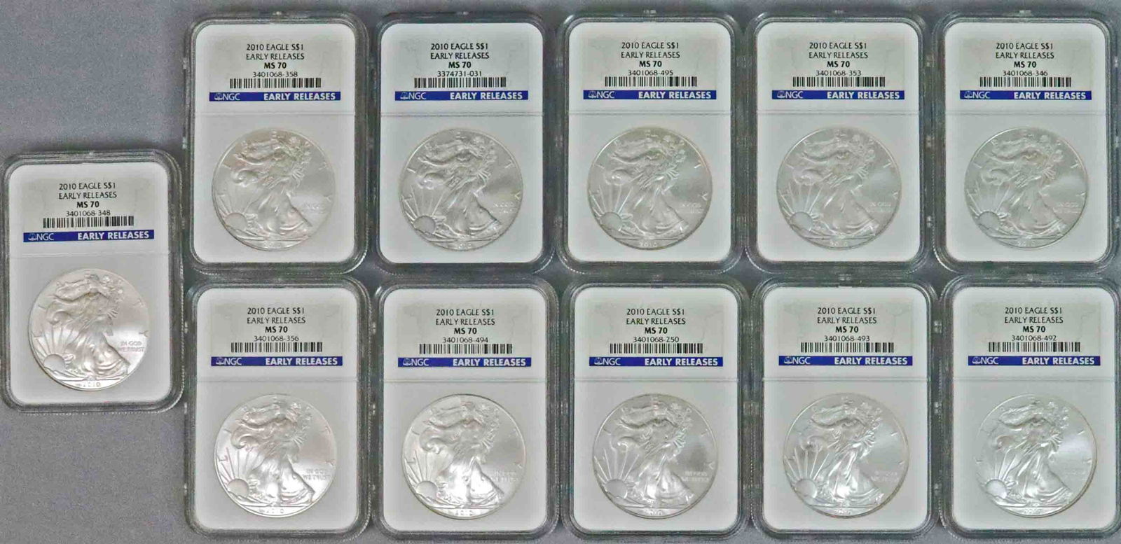 (11) 2010 US SILVER EAGLE $1 COINS - ALL NGC MS70 (1 of 1)