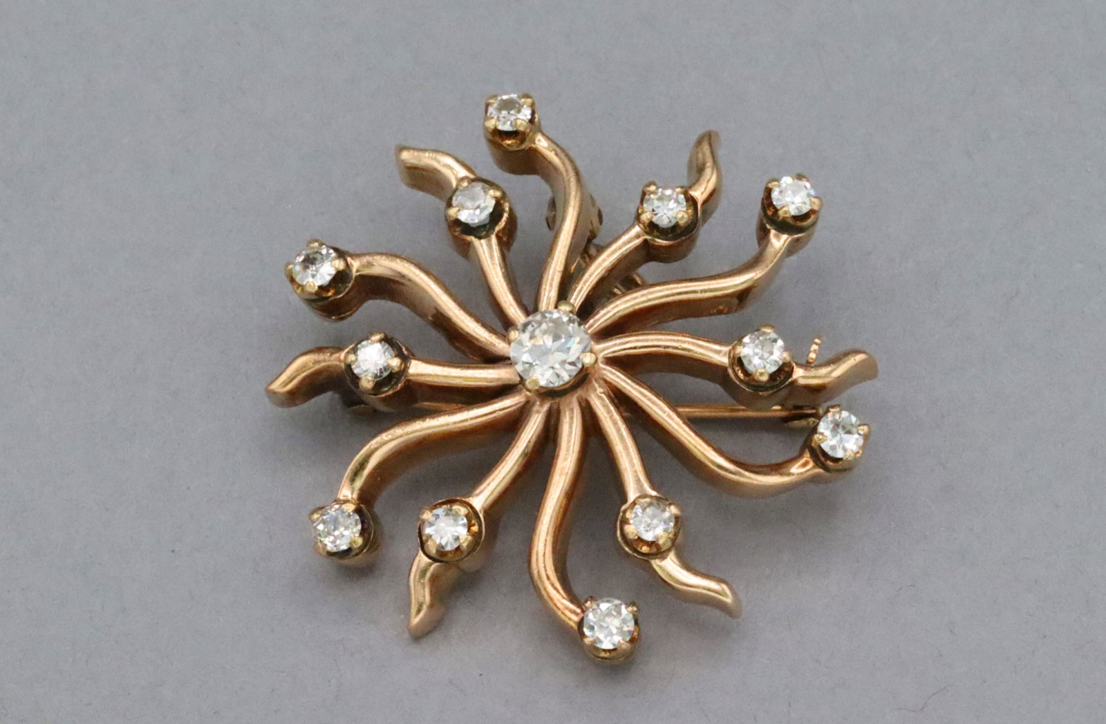 14K DIAMOND STARBURST PIN PENDANT (1 of 2)
