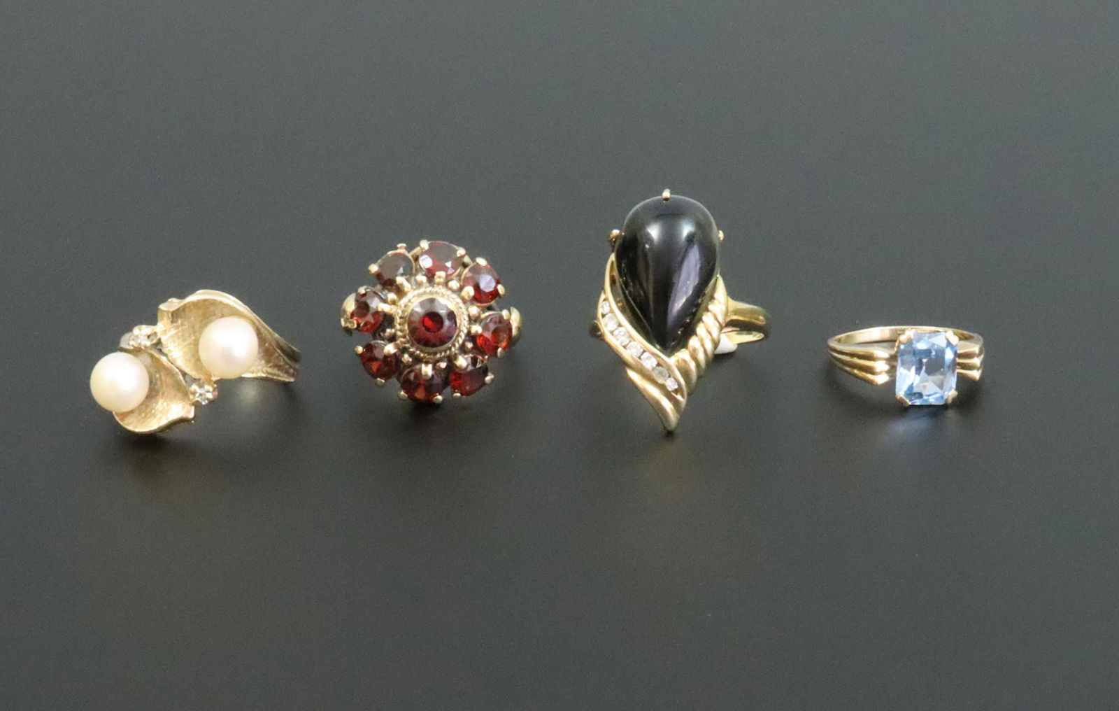 (4) 14K VINTAGE GEMSTONE RINGS (1 of 2)