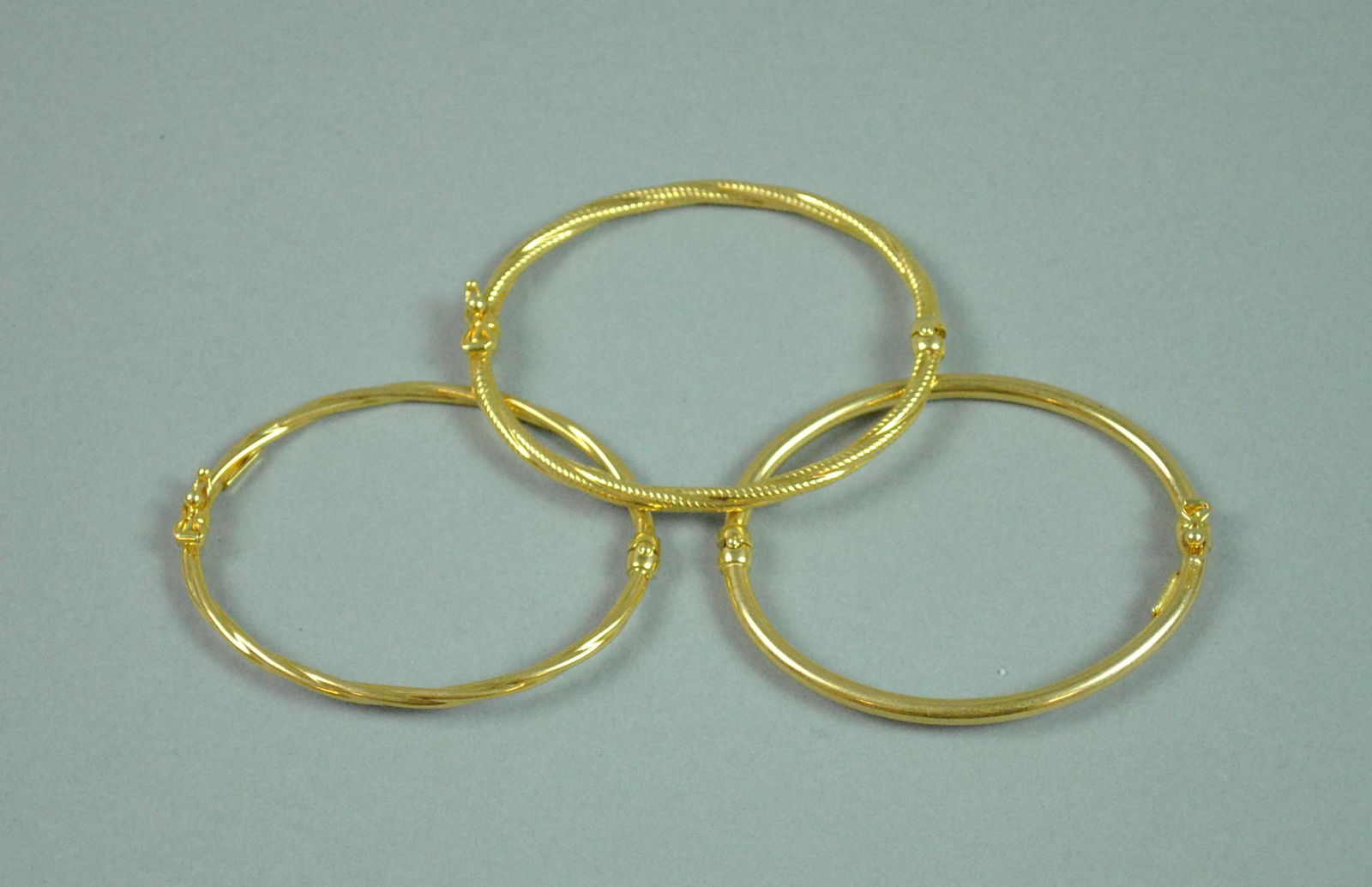 (3) ITALIAN 14K CHILD'S BANGLE BRACELETS (1 of 1)