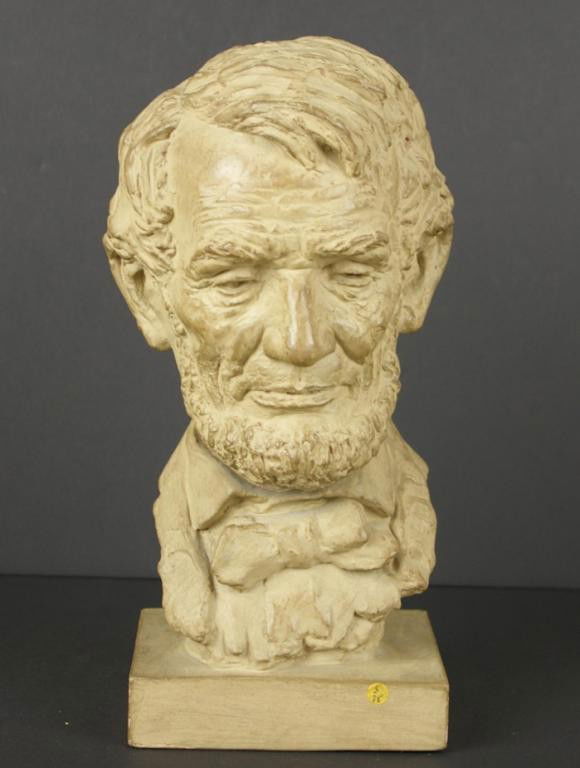 JO DAVIDSON (American, 1883-1952): painted terracotta bust of Abraham Lincoln, signed and dated Jo Davidson 1943, 10in. The Marino Collection