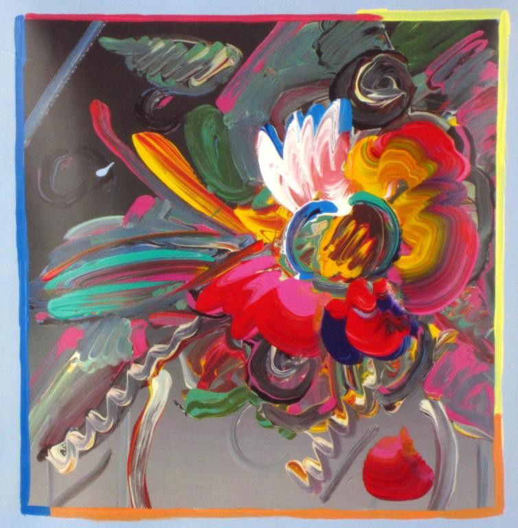 PETER MAX (American, 1937-): "NY Flower Show", mixed media with acrylic over offset lithography, signed, 22x19in.