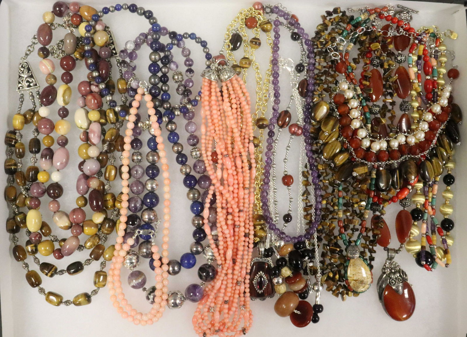 (17) STERLING GEMSTONE BEADED NECKLACES (1 of 5)