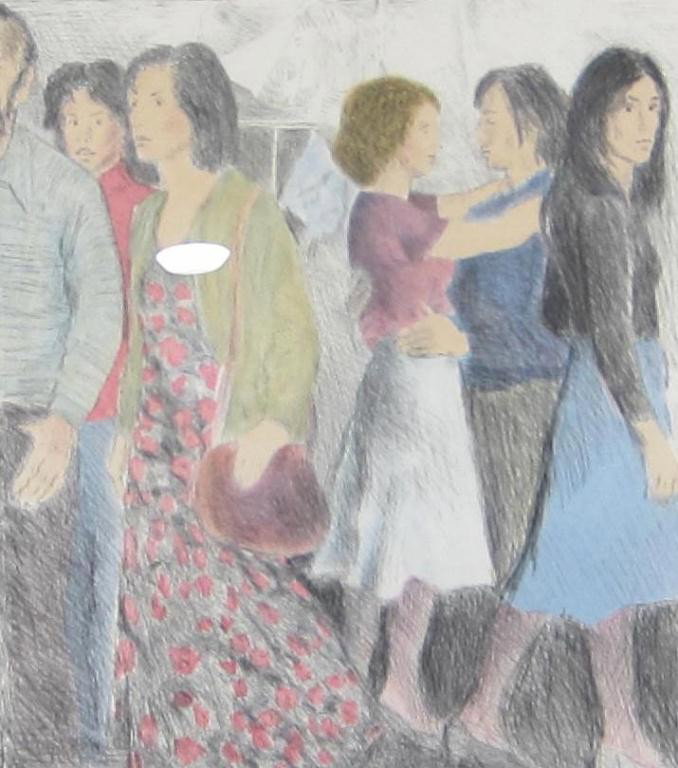 RAPHAEL SOYER (New York, 1899-1987): "Group of Figures", lithograph in colors, pencil signed Raphael Soyer HC, 19x17in.