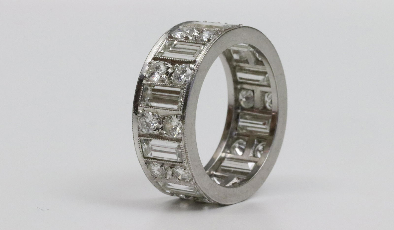 PLATINUM & DIAMOND WIDE BAND WEDDING RING (1 of 3)