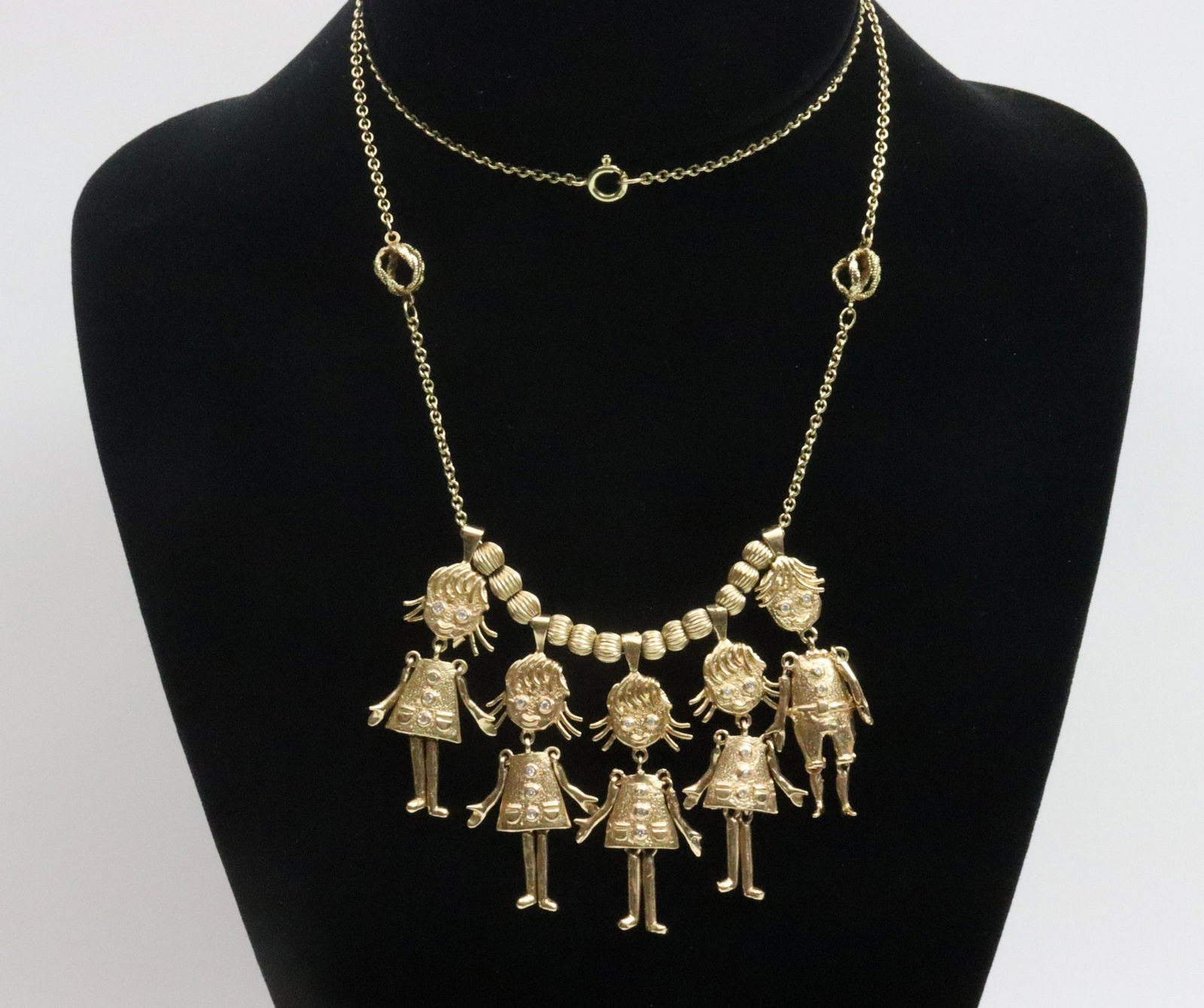 14K FIGURAL DANGLING NECKLACE WITH DIAMONDS (1 of 3)
