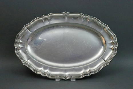 GOTTLIEB KURZ GERMAN 800 SILVER TRAY: in oval form, scuffs and scratches, 19x12.5in., 34.5ozt., Opening Bid $400