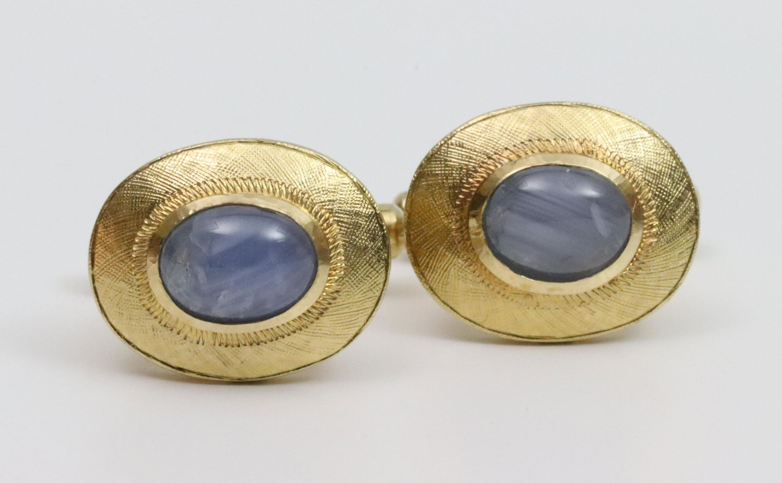 PAIR 14K STAR SAPPHIRE CUFFLINKS (1 of 4)