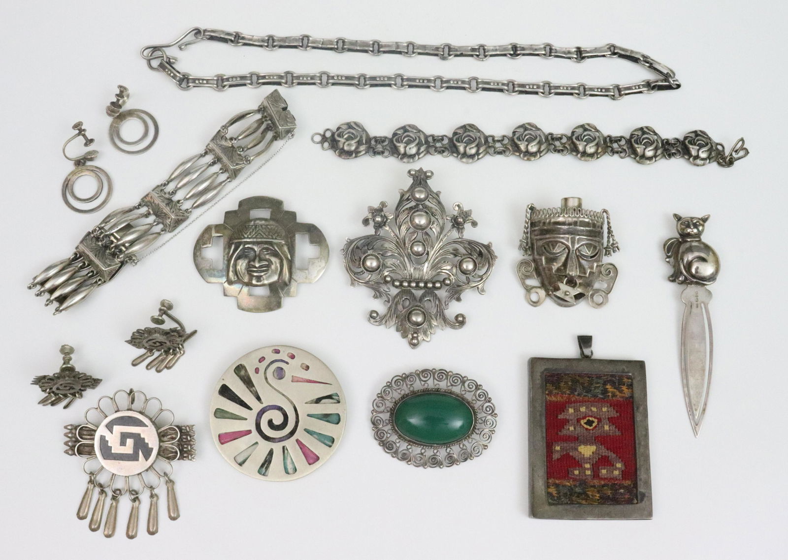 (12) PIECE VINTAGE SILVER JEWELRY GROUP (1 of 2)