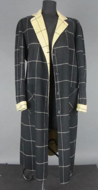 THREE LADIES DESIGNER OUTERWARE: including a Cole Haan Country full-length alpaca and wool full-length coat, size M, a DKNY three-quarter length wool (with angora and nylon) coat in black and tan plaid design, size 12, and an Eileen