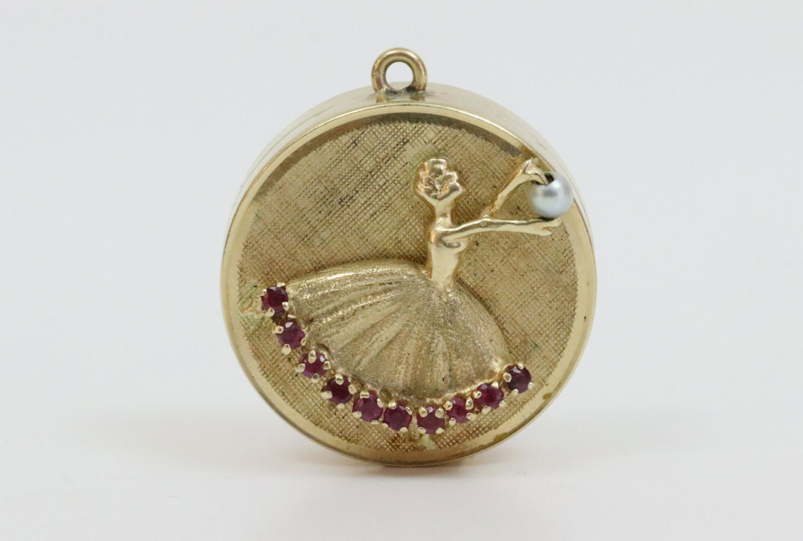 14K BREITLER RUBY & PEARL MUSIC BOX PENDANT (1 of 2)