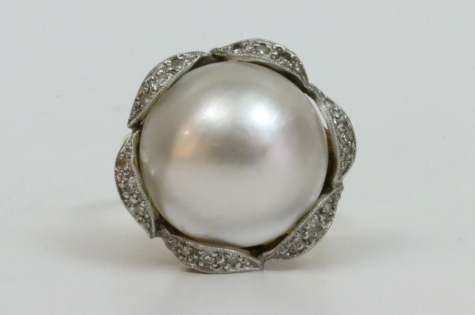 14K MABE PEARL & DIAMOND RING (1 of 3)