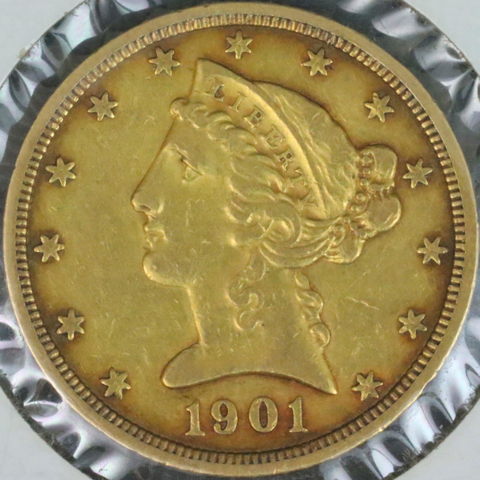 1901-S US $5 LIBERTY HEAD HALF EAGLE GOLD COIN (1 of 2)