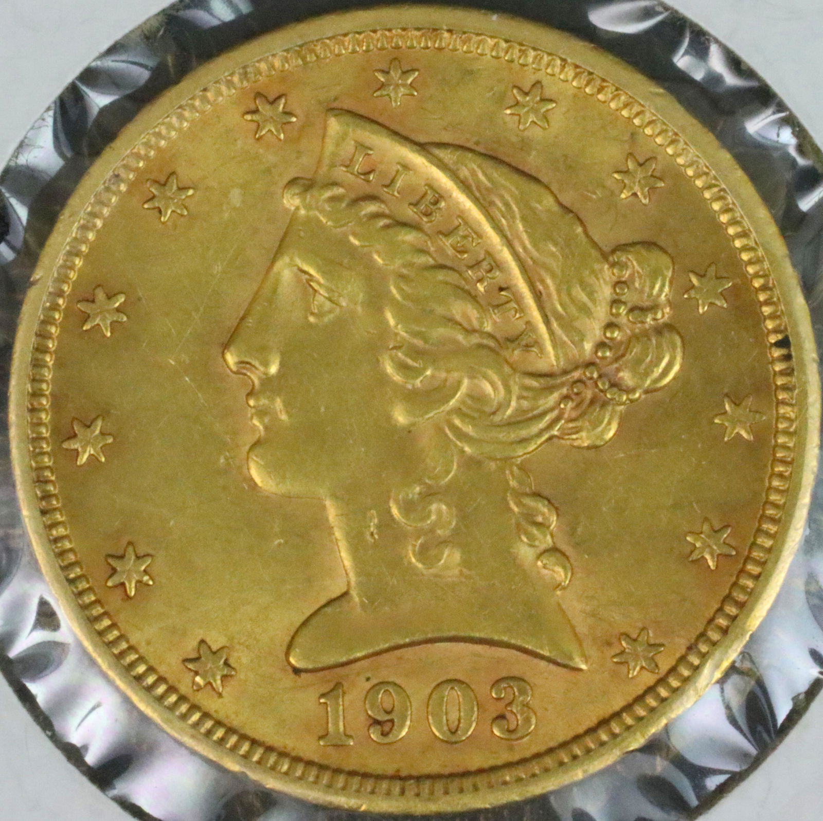 1903-S US $5 LIBERTY HEAD HALF EAGLE GOLD COIN (1 of 2)