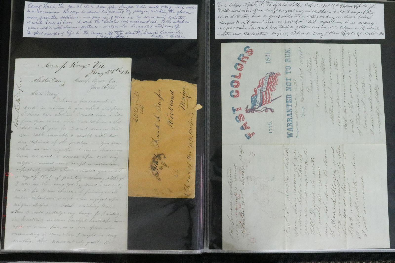 [CIVIL WAR] 40 WAR-DATE LETTERS, BURCKMYER LETTER (1 of 8)