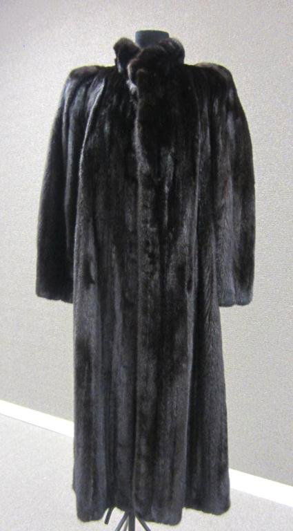 LADIES FULL-LENGTH MINK COAT: in deep mahogany brown tone, label reads "Designed for Sylvia by Hillis of Vail", length 47in., width shoulder-to-shoulder 18in. Note: This previously sold lot is being re-offered due to non-payment b