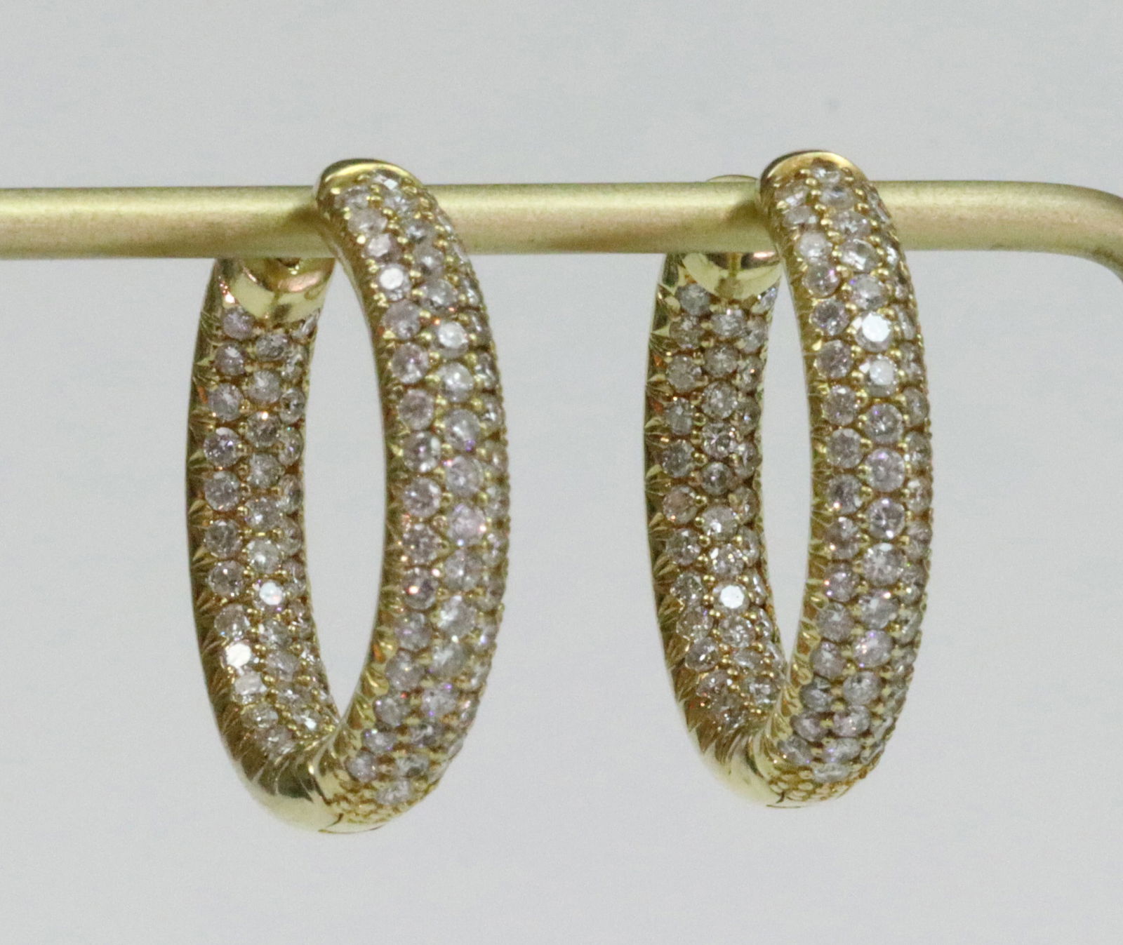 PAIR 18K PAVE DIAMOND HOOP EARRINGS (1 of 4)