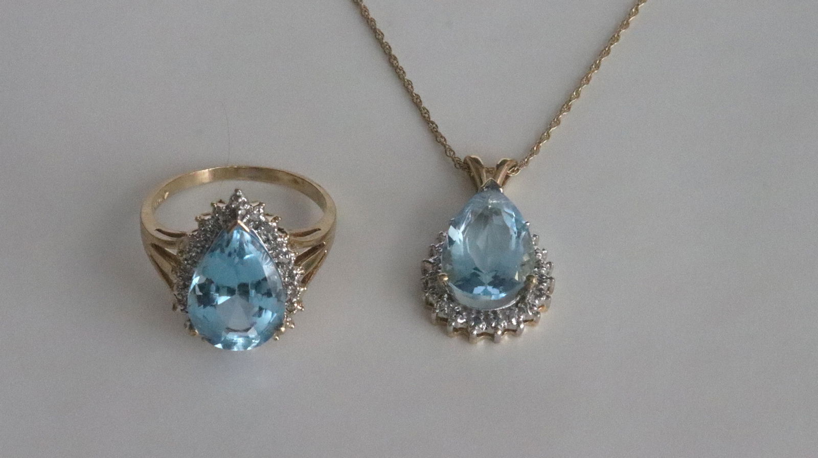 10K TOPAZ & DIAMOND RING & PENDANT ON CHAIN (1 of 3)